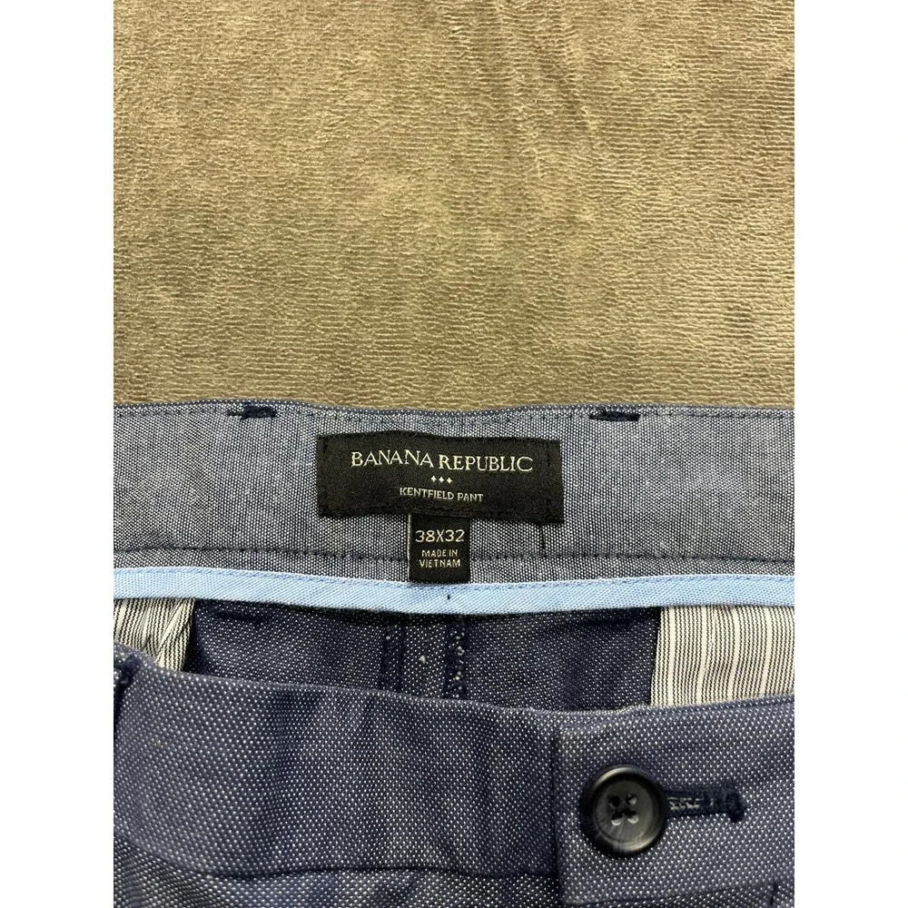 Banana Republic Kentfield Pant Mens 38x32 Blue Micro Pattern‎ Straight Leg Chino
